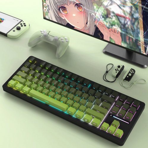 Клавиатура Attack Shark M87 Pro V2 RGB Linear White Jade Switch Wireless (AS-697279247163-M) Gradient Green купить в Украине: Киев, Днепр, Харьков, Одесса  | Низкая цена, отзывы, характеристики от TELEMART фото