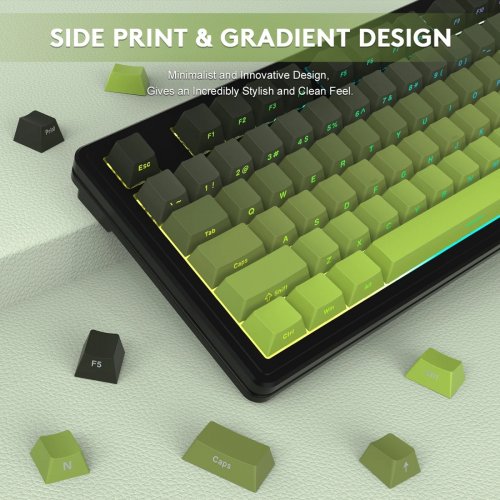 Клавиатура Attack Shark M87 Pro V2 RGB Linear White Jade Switch Wireless (AS-697279247163-M) Gradient Green купить в Украине: Киев, Днепр, Харьков, Одесса  | Низкая цена, отзывы, характеристики от TELEMART фото