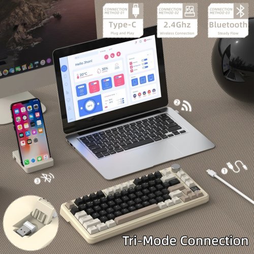 Клавиатура Attack Shark X85 Pro RGB Linear Blueberry Switches Wireless (AS-6972792471099-CW) Cheese White купить в Украине: Киев, Днепр, Харьков, Одесса  | Низкая цена, отзывы, характеристики от TELEMART фото