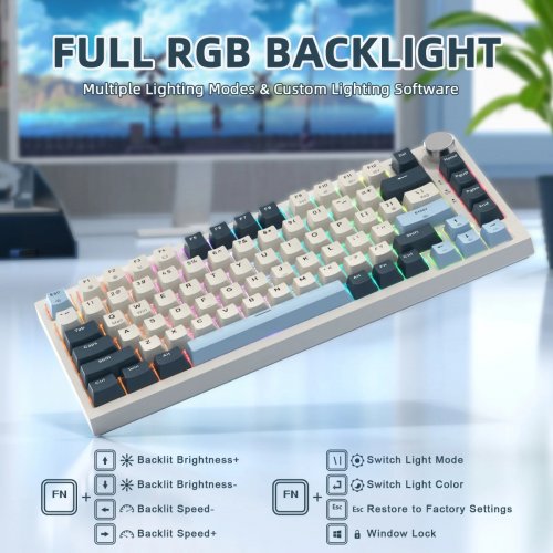 Клавиатура Attack Shark K85 RGB Magnetic Linear Switches (AS-6972792471556-B-UA) Blueberry купить в Украине: Киев, Днепр, Харьков, Одесса  | Низкая цена, отзывы, характеристики от TELEMART фото
