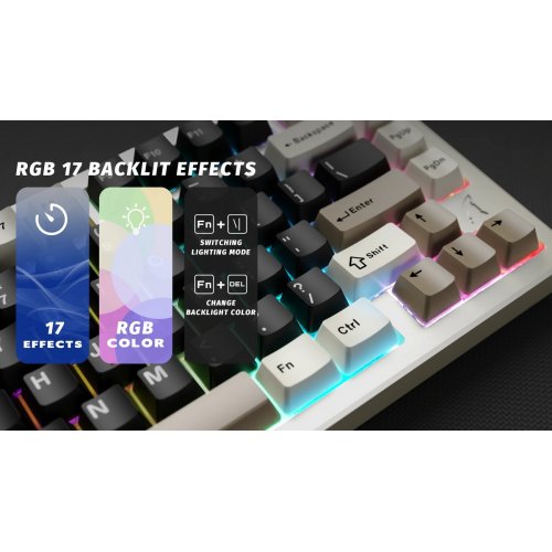 Клавиатура Attack Shark X75 RGB Kailh MX Crystal Switches Wireless (AS-6972792471457-CW-UA) Cheese White купить в Украине: Киев, Днепр, Харьков, Одесса  | Низкая цена, отзывы, характеристики от TELEMART фото