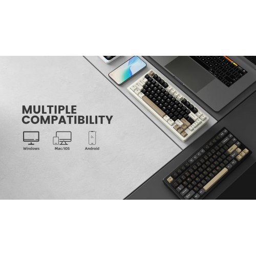 Клавиатура Attack Shark X75 RGB Kailh MX Crystal Switches Wireless (AS-6972792471457-CW-UA) Cheese White купить в Украине: Киев, Днепр, Харьков, Одесса  | Низкая цена, отзывы, характеристики от TELEMART фото