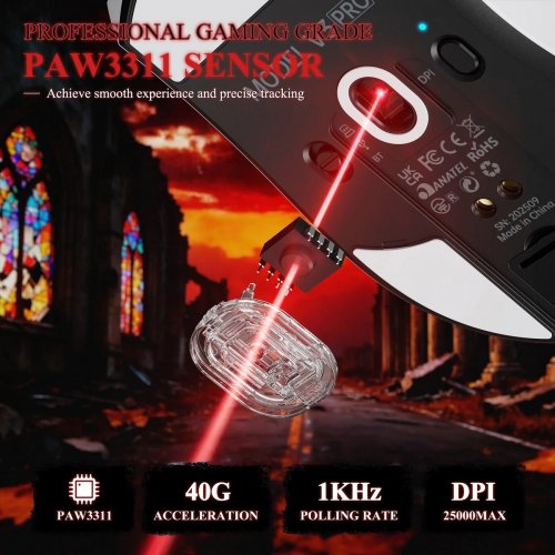 Мышка Attack Shark V3 Pro Wireless (AS-6972792472584-W) White купить в Украине: Киев, Днепр, Харьков, Одесса  | Низкая цена, отзывы, характеристики от TELEMART фото