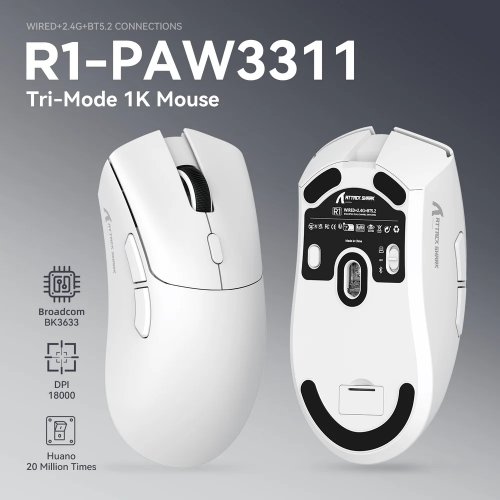 Мышка Attack Shark R1 Wireless (AS-6972792470856-W) White купить в Украине: Киев, Днепр, Харьков, Одесса  | Низкая цена, отзывы, характеристики от TELEMART фото