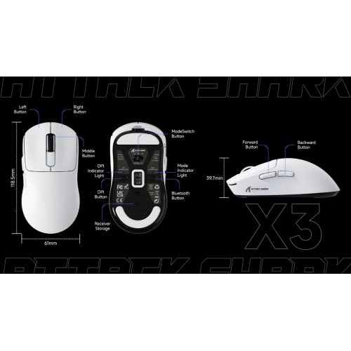 Мышка Attack Shark X3 Wireless (AS-6972792470818-P) Purple купить в Украине: Киев, Днепр, Харьков, Одесса  | Низкая цена, отзывы, характеристики от TELEMART фото
