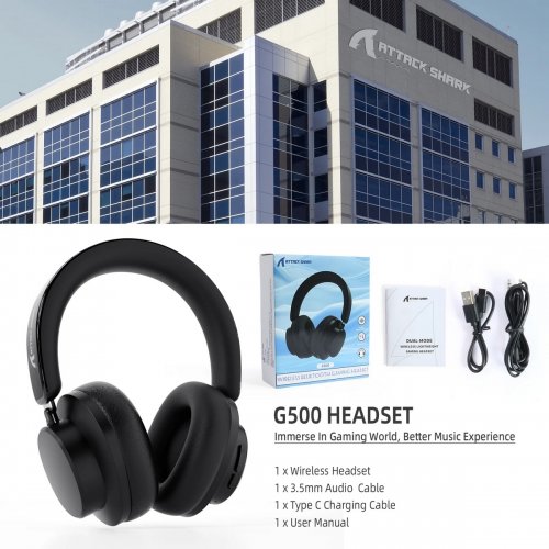 Навушники Attack Shark G500 Wireless (AS-G500-B) Black купити в Україні: Київ, Львів, Хмельницький, Тернопіль, Івано-Франківськ | Низька ціна, відгуки, характеристики від TELEMART фото