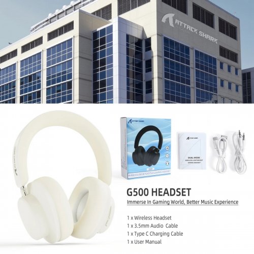 Навушники Attack Shark G500 Wireless (AS-G500-W) White купити в Україні: Київ, Львів, Хмельницький, Тернопіль, Івано-Франківськ | Низька ціна, відгуки, характеристики від TELEMART фото