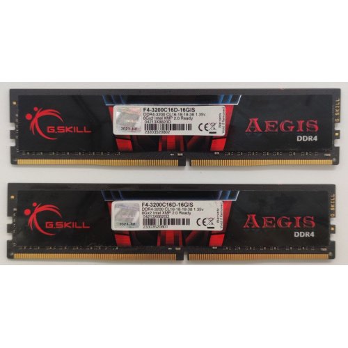 Озу G.Skill DDR4 16GB (2x8GB) 3200Mhz Aegis (F4-3200C16D-16GIS) (Восстановлено продавцом, 865285) купить в Украине: Киев, Днепр, Харьков, Одесса  | Проверка совместимости, низкая цена, отзывы, характеристики от TELEMART фото