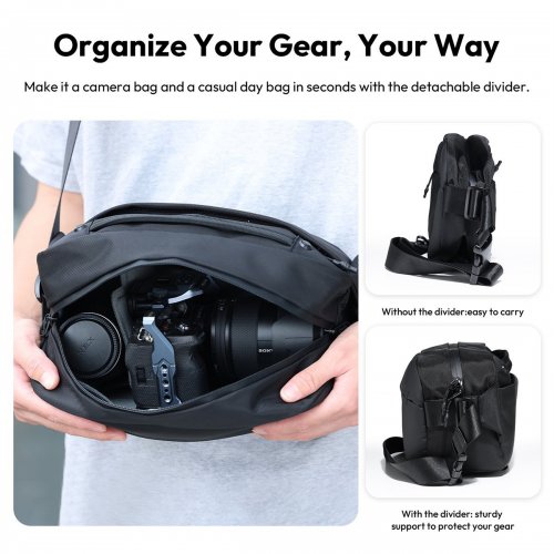 Сумка-слінг Ulanzi PB038 Travel Sling Bag V2 (B120 PB038) Black купити в Україні: Київ, Львів, Хмельницький, Тернопіль, Івано-Франківськ | Низька ціна, відгуки, характеристики від TELEMART фото