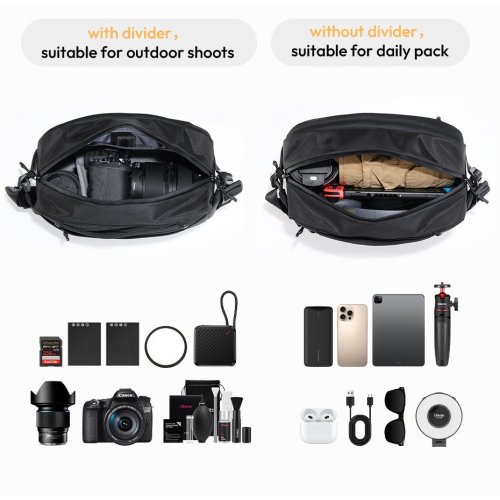 Сумка-слінг Ulanzi PB038 Travel Sling Bag V2 (B120 PB038) Black купити в Україні: Київ, Львів, Хмельницький, Тернопіль, Івано-Франківськ | Низька ціна, відгуки, характеристики від TELEMART фото