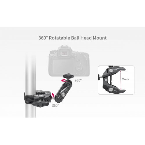 Крепление для экшн-камер Ulanzi R094 Multi-Functional Super Clamp (2638 R094) Black купить в Украине: Киев, Днепр, Харьков, Одесса  | Низкая цена, отзывы, характеристики от TELEMART фото