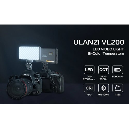 Видеосвет Ulanzi VL200 Bi-color LED Light (2481 VL200) Black купить в Украине: Киев, Днепр, Харьков, Одесса  | Низкая цена, отзывы, характеристики от TELEMART фото