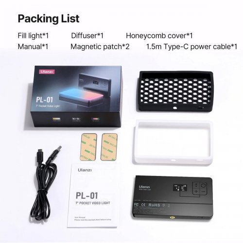 Видеосвет Ulanzi LT-002 7" RGB LED Light (B01002 LT-002) Black купить в Украине: Киев, Днепр, Харьков, Одесса  | Низкая цена, отзывы, характеристики от TELEMART фото