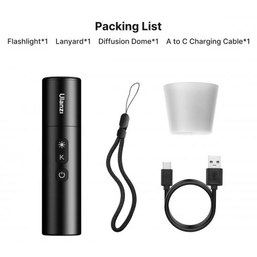 Фонарь для видеосъемки Ulanzi LM07 Photography Rechargeable Flashlight (L031GBB1 LM07) Black купить в Украине: Киев, Днепр, Харьков, Одесса  | Низкая цена, отзывы, характеристики от TELEMART фото