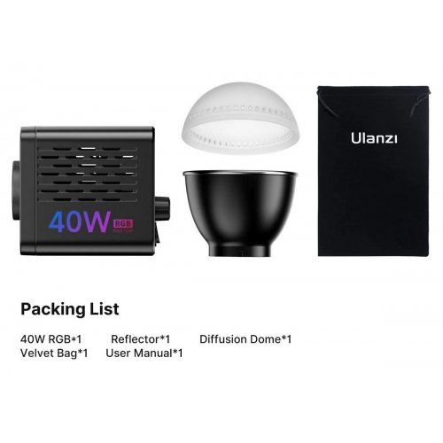 Видеосвет Ulanzi L024 40W RGB Portable LED Light (L024 40WRGB) Black купить в Украине: Киев, Днепр, Харьков, Одесса  | Низкая цена, отзывы, характеристики от TELEMART фото