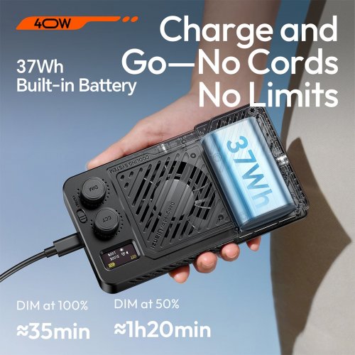 Видеосвет Ulanzi LM-P40 Bi-color 40W Portable Light (L129 LM-P40Bi) Black купить в Украине: Киев, Днепр, Харьков, Одесса  | Низкая цена, отзывы, характеристики от TELEMART фото