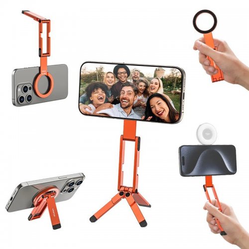 Держатель для телефона Ulanzi MA60 Foldable Magnetic Phone Tripod (S040 MA60) Orange купить в Украине: Киев, Днепр, Харьков, Одесса  | Низкая цена, отзывы, характеристики от TELEMART фото