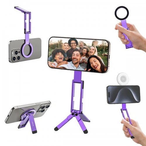Держатель для телефона Ulanzi MA60 Foldable Magnetic Phone Tripod (S037 MA60) Purple купить в Украине: Киев, Днепр, Харьков, Одесса  | Низкая цена, отзывы, характеристики от TELEMART фото