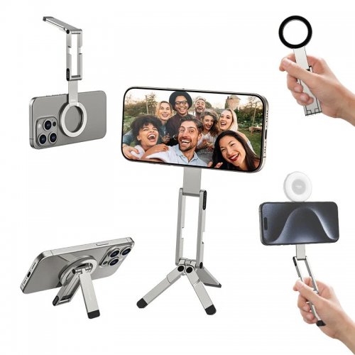 Держатель для телефона Ulanzi MA60 Foldable Magnetic Phone Tripod (S035 MA60) Silver купить в Украине: Киев, Днепр, Харьков, Одесса  | Низкая цена, отзывы, характеристики от TELEMART фото