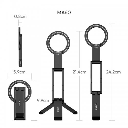Держатель для телефона Ulanzi MA60 Foldable Magnetic Phone Tripod (S035 MA60) Silver купить в Украине: Киев, Днепр, Харьков, Одесса  | Низкая цена, отзывы, характеристики от TELEMART фото