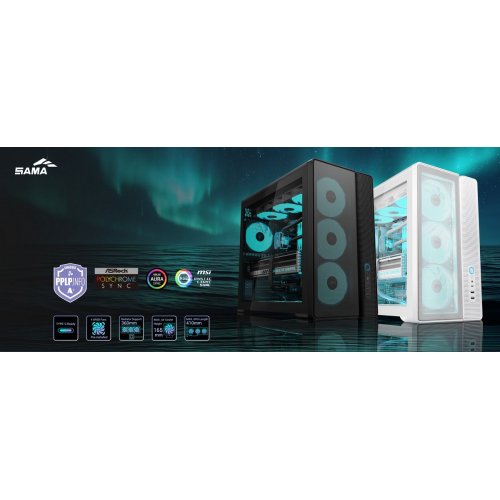 Корпус SAMA S50 без БП (S50-BKAGA4X1-GL) Black купить в Украине: Киев, Днепр, Харьков, Одесса  | Проверка совместимости, низкая цена, отзывы, характеристики от TELEMART фото