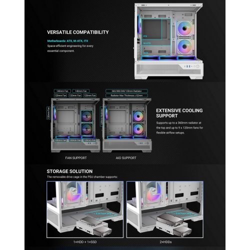 Корпус SAMA V43 без БП (V43-WHADA6X1-GL) White купить в Украине: Киев, Днепр, Харьков, Одесса  | Проверка совместимости, низкая цена, отзывы, характеристики от TELEMART фото