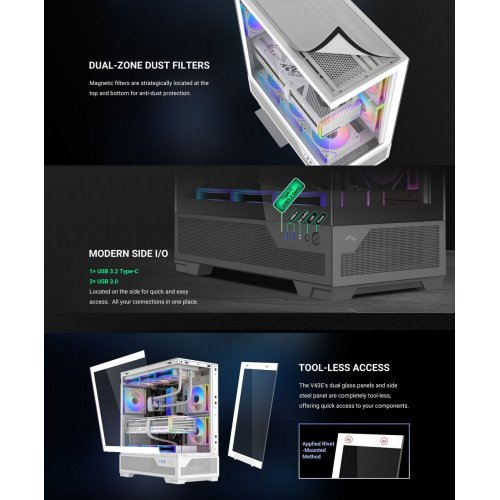 Корпус SAMA V43E без БП (V43E-BKADA0X1-GL) Black купить в Украине: Киев, Днепр, Харьков, Одесса  | Проверка совместимости, низкая цена, отзывы, характеристики от TELEMART фото