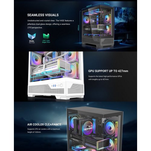 Корпус SAMA V43E без БП (V43E-BKADA0X1-GL) Black купить в Украине: Киев, Днепр, Харьков, Одесса  | Проверка совместимости, низкая цена, отзывы, характеристики от TELEMART фото