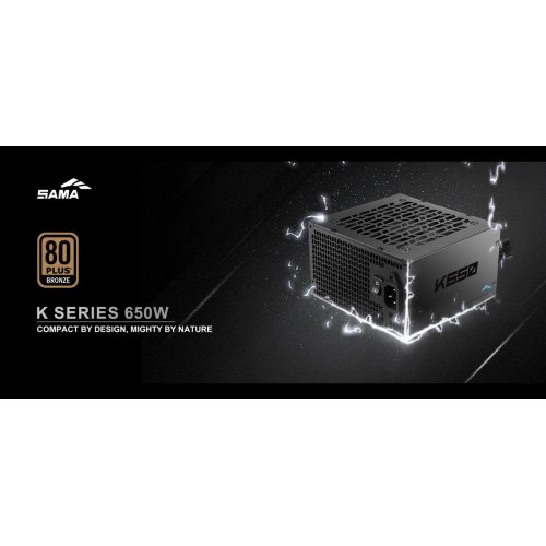 Блок живлення SAMA K650 650W (K0650-BKBFWA25-EU) Black купити в Україні: Київ, Львів, Хмельницький, Тернопіль, Івано-Франківськ | Перевірка сумісності, низька ціна, відгуки, характеристики від TELEMART фото