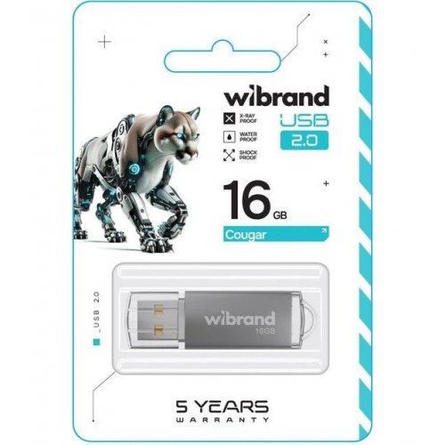 Накопитель Wibrand Cougar 16GB USB 2.0 (WI2.0/CU16P1S) Silver купить в Украине: Киев, Днепр, Харьков, Одесса  | Низкая цена, отзывы, характеристики от TELEMART фото