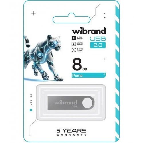Накопитель Wibrand Puma 8GB USB 2.0 (WI2.0/PU8U1S) Silver купить в Украине: Киев, Днепр, Харьков, Одесса  | Низкая цена, отзывы, характеристики от TELEMART фото