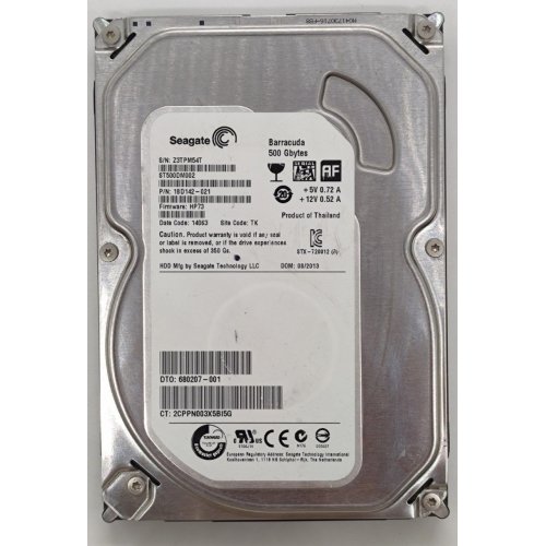 Жорсткий диск Seagate Barracuda 7200.12 500GB 16MB 7200RPM 3.5" (ST500DM002) (Відновлено продавцем, 865592) купити в Україні: Київ, Львів, Хмельницький, Тернопіль, Івано-Франківськ | Перевірка сумісності, низька ціна, відгуки, характеристики від TELEMART фото