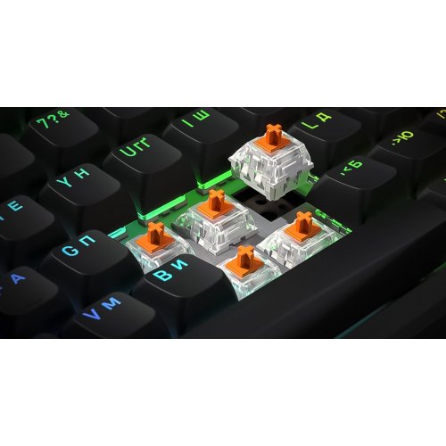 Уценка клавиатура HATOR Icefall Pro Aurum Orange Linear Rev.2.0 Wireless (HTK450UA) Black (Вскрытая упаковка, 865631) купить в Украине: Киев, Днепр, Харьков, Одесса  | Низкая цена, отзывы, характеристики от TELEMART фото