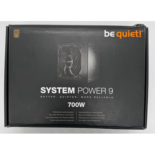 Блок живлення Be Quiet! System Power 9 700W (BN248) (Відновлено продавцем, 865926) купити в Україні: Київ, Львів, Хмельницький, Тернопіль, Івано-Франківськ | Перевірка сумісності, низька ціна, відгуки, характеристики від TELEMART фото