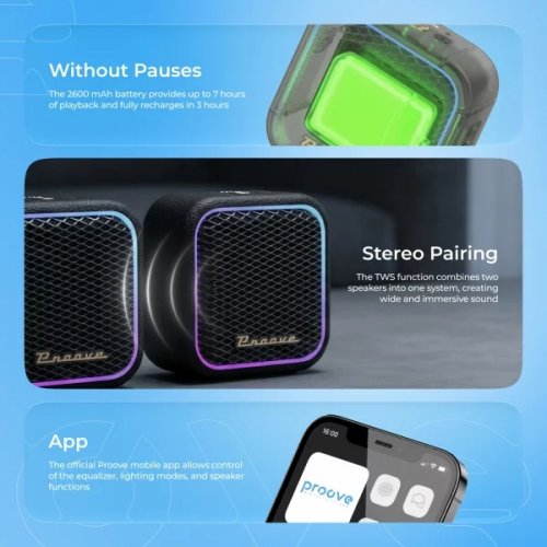 Портативная акустика Proove Funk 15W (PSFN1501AP01) Black купить в Украине: Киев, Днепр, Харьков, Одесса  | Низкая цена, отзывы, характеристики от TELEMART фото