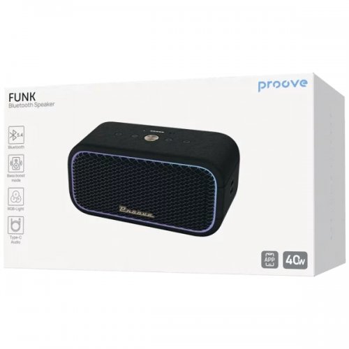 Портативная акустика Proove Funk 40W (PSFN4001AP01) Black купить в Украине: Киев, Днепр, Харьков, Одесса  | Низкая цена, отзывы, характеристики от TELEMART фото