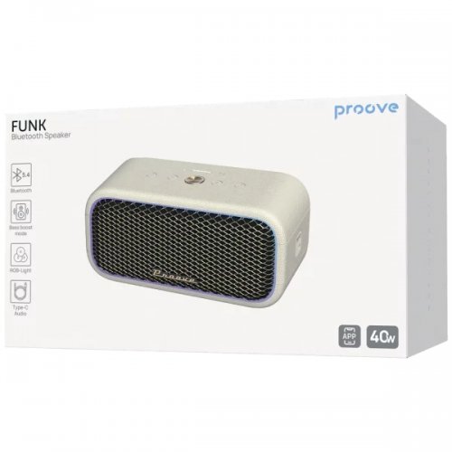 Портативная акустика Proove Funk 40W (PSFN4001AP22) Beige/Gold купить в Украине: Киев, Днепр, Харьков, Одесса  | Низкая цена, отзывы, характеристики от TELEMART фото
