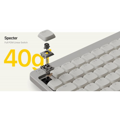 Уцінка клавіатура Lofree OE921 Flow Lite 84 Mechanical Linear Switches Wireless (LO-6922694806826) Off-White (Розкрита упаковка, 866220) купити в Україні: Київ, Львів, Хмельницький, Тернопіль, Івано-Франківськ | Низька ціна, відгуки, характеристики від TELEMART фото