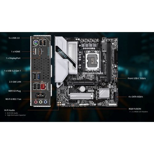 Материнская плата Gigabyte H810M GAMING WIFI6 (s1851, Intel H810) купить в Украине: Киев, Днепр, Харьков, Одесса  | Проверка совместимости, низкая цена, отзывы, характеристики от TELEMART фото