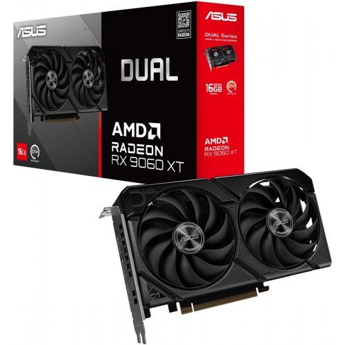 Уценка видеокарта Asus Radeon RX 9060 XT Dual 16384MB (DUAL-RX9060XT-16G) (Вскрытая упаковка, 866287) купить в Украине: Киев, Днепр, Харьков, Одесса  | Проверка совместимости, низкая цена, отзывы, характеристики от TELEMART фото