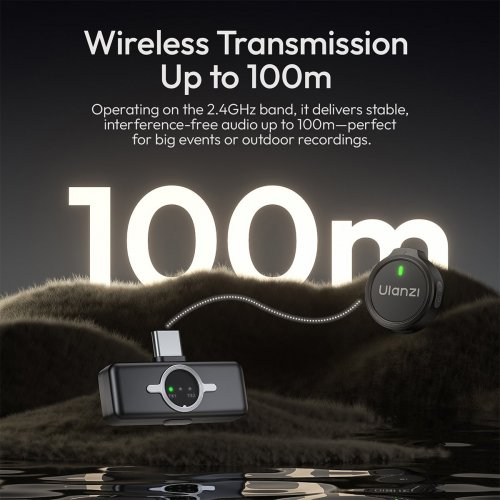 Петличний мікрофон Ulanzi A21 Wireless Microphone USB Type-C (A053 A21) Black купити в Україні: Київ, Львів, Хмельницький, Тернопіль, Івано-Франківськ | Низька ціна, відгуки, характеристики від TELEMART фото