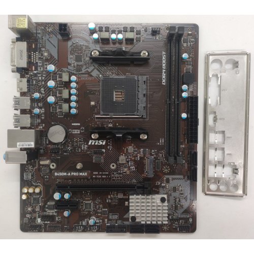 Материнская плата MSI B450M-A PRO MAX (sAM4, AMD B450) (Восстановлено продавцом, 866389) купить в Украине: Киев, Днепр, Харьков, Одесса  | Проверка совместимости, низкая цена, отзывы, характеристики от TELEMART фото