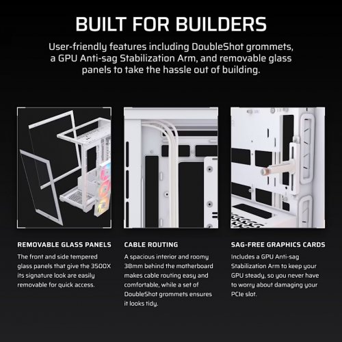 Уценка корпус Corsair 3500X RS-R ARGB Tempered Glass без БП (CC-9011323-WW) White (Вскрытая упаковка, 866409) купить в Украине: Киев, Днепр, Харьков, Одесса  | Проверка совместимости, низкая цена, отзывы, характеристики от TELEMART фото