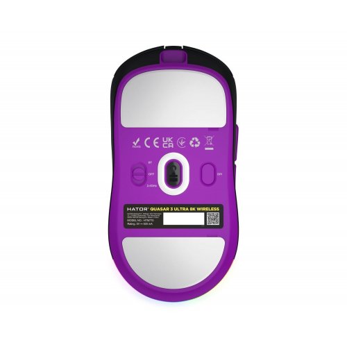 Уценка мышка HATOR Quasar 3 Ultra 8K Wireless (HTM770) Black/Violet (Вскрытая упаковка, 866410) купить в Украине: Киев, Днепр, Харьков, Одесса  | Низкая цена, отзывы, характеристики от TELEMART фото