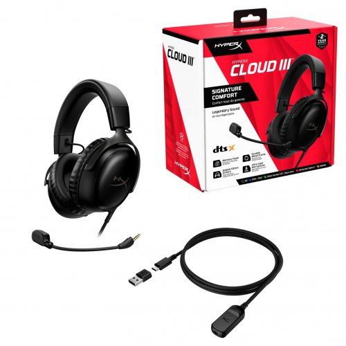 Уценка наушники HyperX Cloud III (727A8AA) Black (Вскрытая упаковка, 866413) купить в Украине: Киев, Днепр, Харьков, Одесса  | Низкая цена, отзывы, характеристики от TELEMART фото