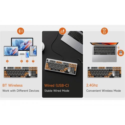 Клавіатура MCHOSE x Unbox Therapy UT98 RGB Icy Creamsicle Switch Wireless (HW-UT98-1) Classic Therapy купити в Україні: Київ, Львів, Хмельницький, Тернопіль, Івано-Франківськ | Низька ціна, відгуки, характеристики від TELEMART фото