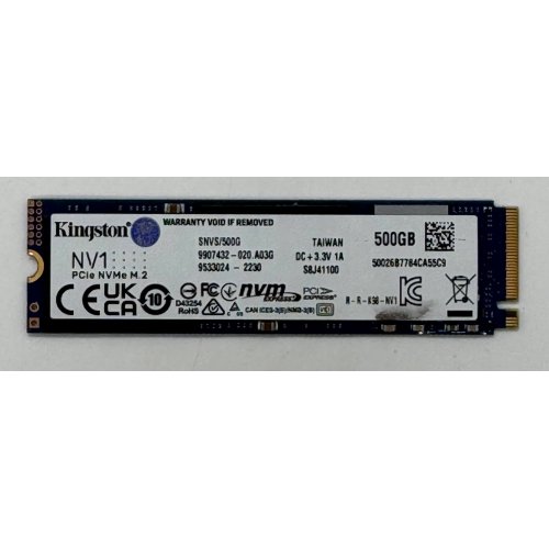 Ssd-диск Kingston NV1 500GB M.2 (2280 PCI-E) NVMe x4 (SNVS/500G) (Восстановлено продавцом, 866523) купить в Украине: Киев, Днепр, Харьков, Одесса  | Проверка совместимости, низкая цена, отзывы, характеристики от TELEMART фото