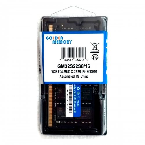 ОЗП Golden Memory SODIMM DDR3 16GB 3200Mhz (GM32S22S8/16) купити в Україні: Київ, Львів, Хмельницький, Тернопіль, Івано-Франківськ | Перевірка сумісності, низька ціна, відгуки, характеристики від TELEMART фото