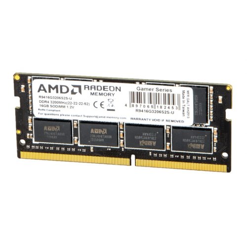 ОЗП AMD Radeon SODIMM DDR3 16GB 3200Mhz R9 (R9416G3206S2S-U) купити в Україні: Київ, Львів, Хмельницький, Тернопіль, Івано-Франківськ | Перевірка сумісності, низька ціна, відгуки, характеристики від TELEMART фото