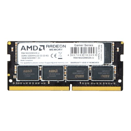 ОЗП AMD Radeon SODIMM DDR3 16GB 3200Mhz R9 (R9416G3206S2S-U) купити в Україні: Київ, Львів, Хмельницький, Тернопіль, Івано-Франківськ | Перевірка сумісності, низька ціна, відгуки, характеристики від TELEMART фото